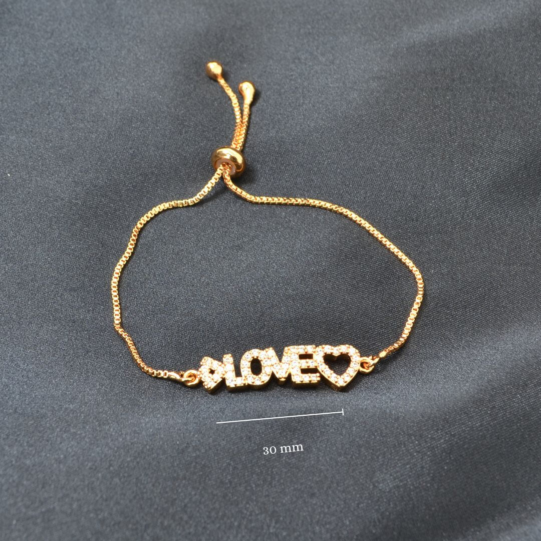 Cute Love n Heart Gold Bracelet