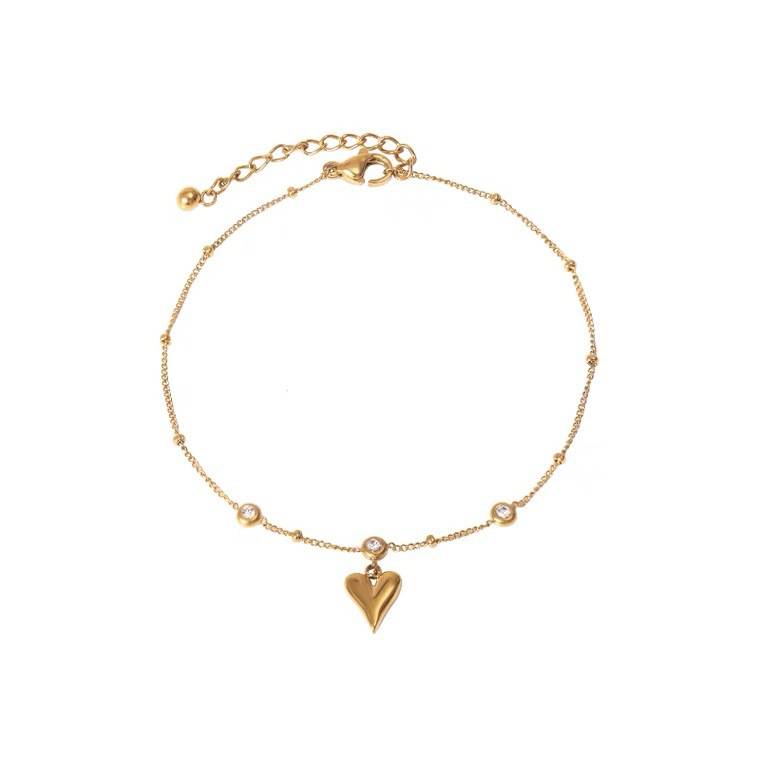 18K Gold Love Crystal Anklet