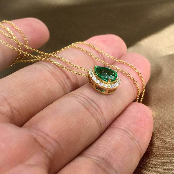 18K Gold Plated Green Diamond Necklace
