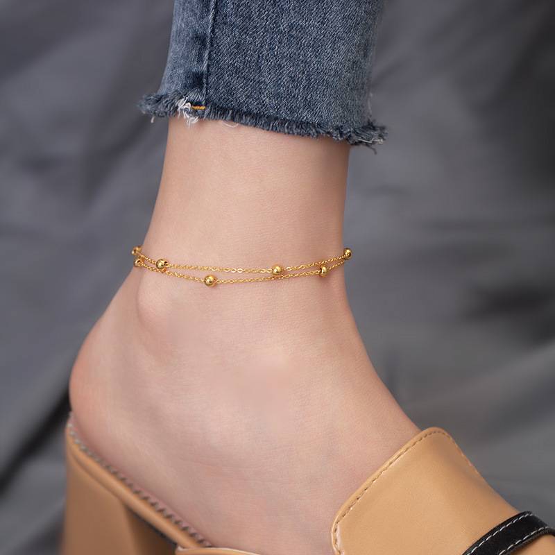Double Layer Bead Chain Anklet