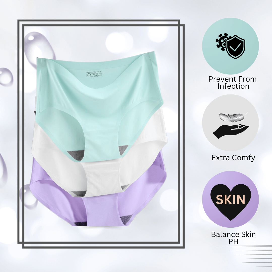 Seamless Panties Pack Of 3 (White, Purple, Light green)