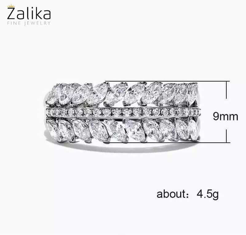 Wheat Shaped Zircon Diamond Leaf Ring