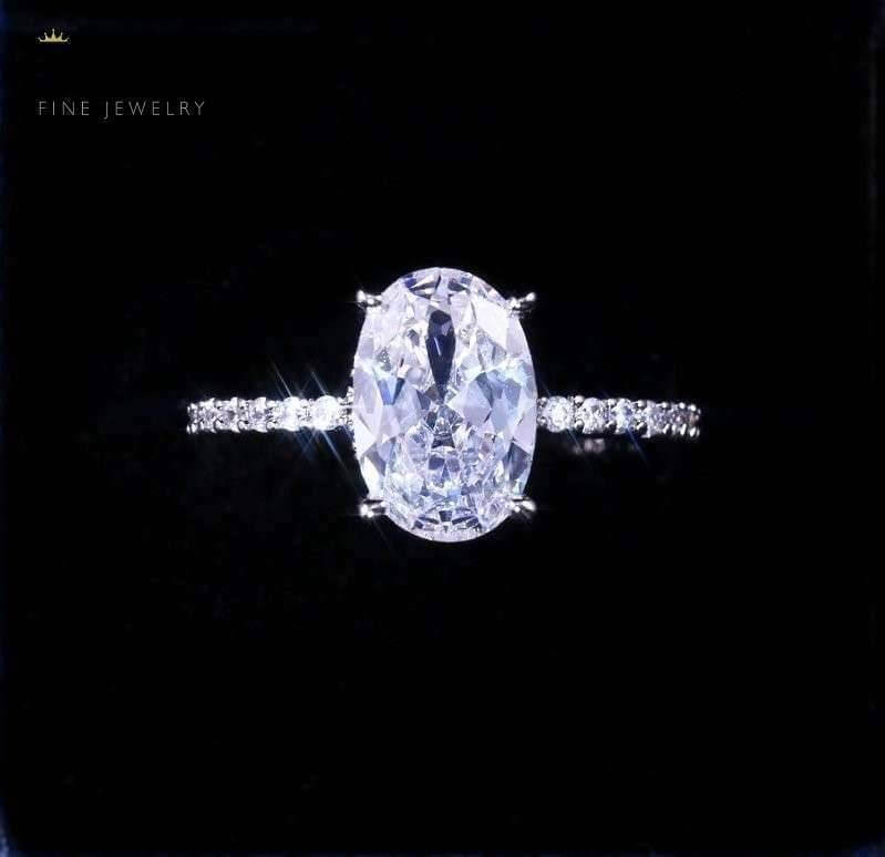 Luxury Big Oval Zircon Micro Paved Ring