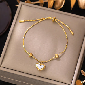 white Heart gold Plated Bracelet