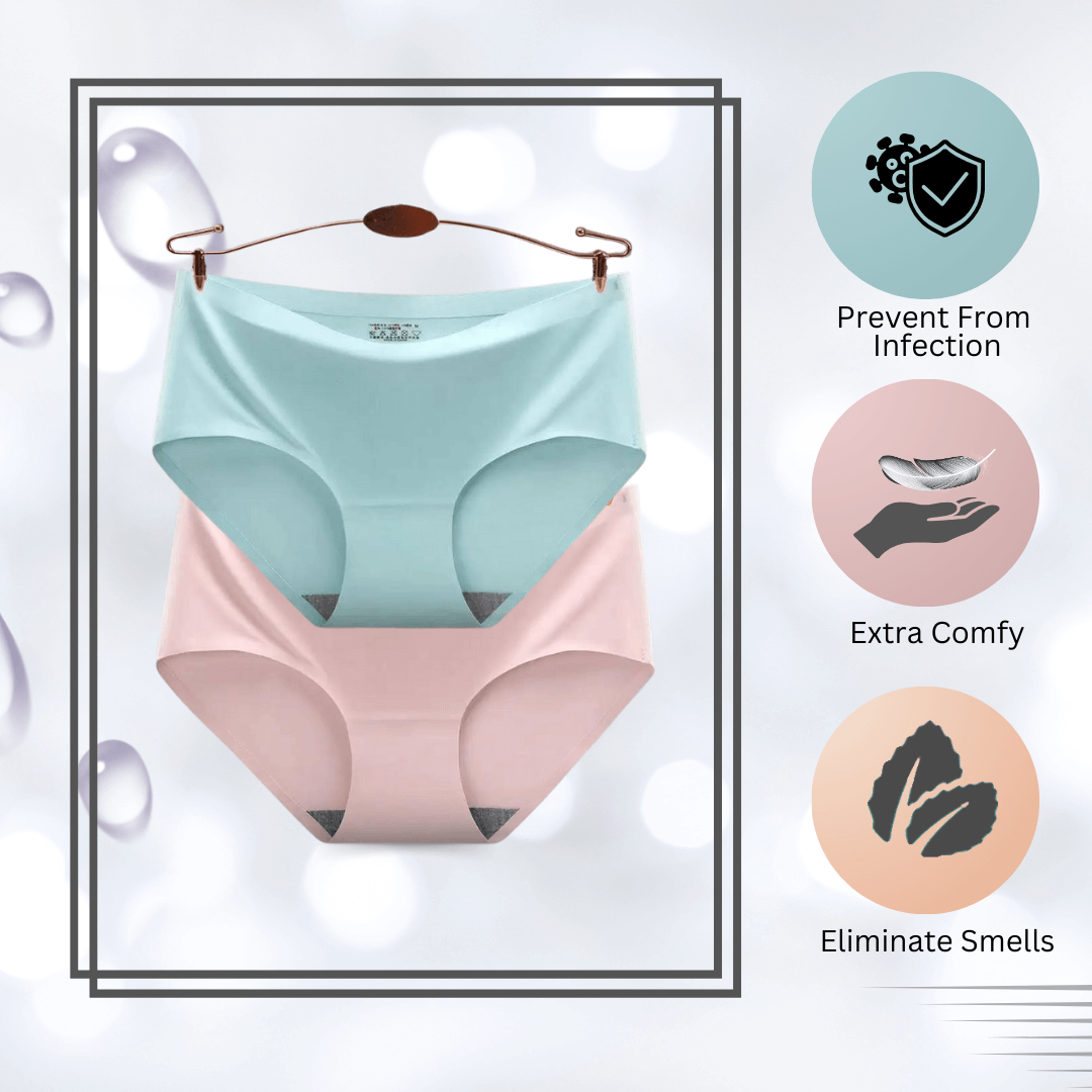 Seamless Ice Silk Panties Pack of 2 - Small (Pink, Sky Blue)