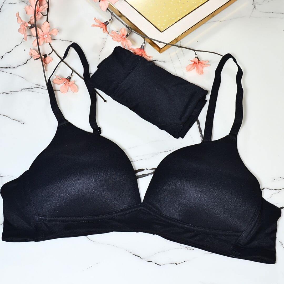 Seamless soft padded Bra set
