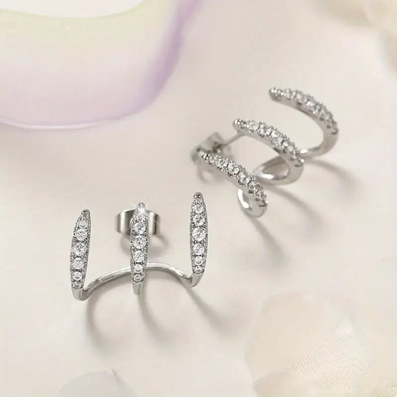 Silver Color Claw Stud Earrings