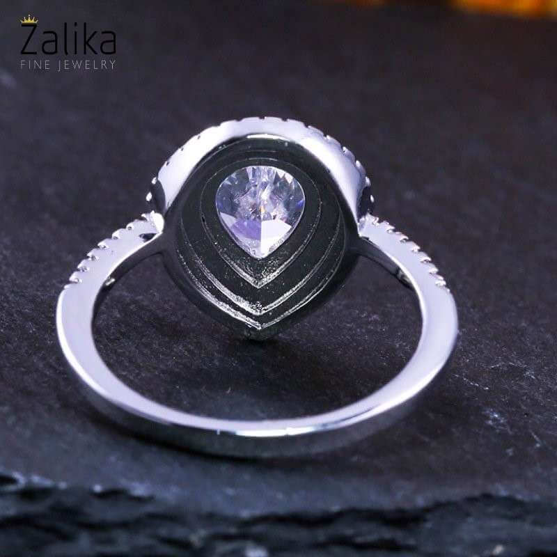 Pear shape zircon ring