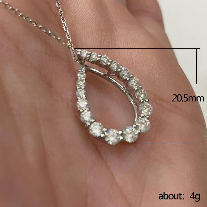 925 Sliver Plating Zirconia Water Drop Dainty Necklace