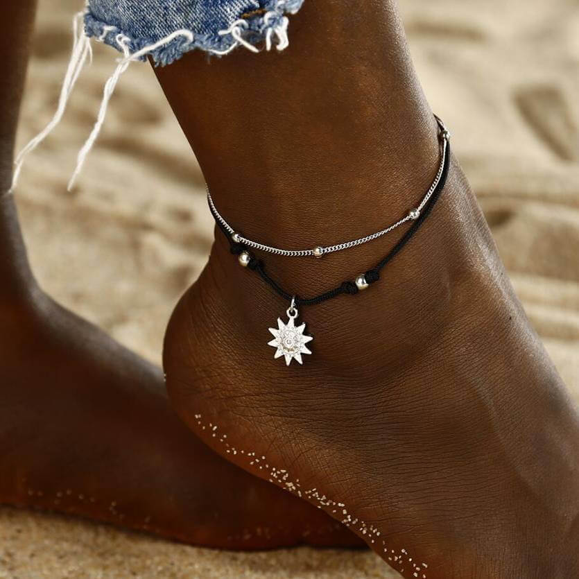Silver Sunflower Anklet