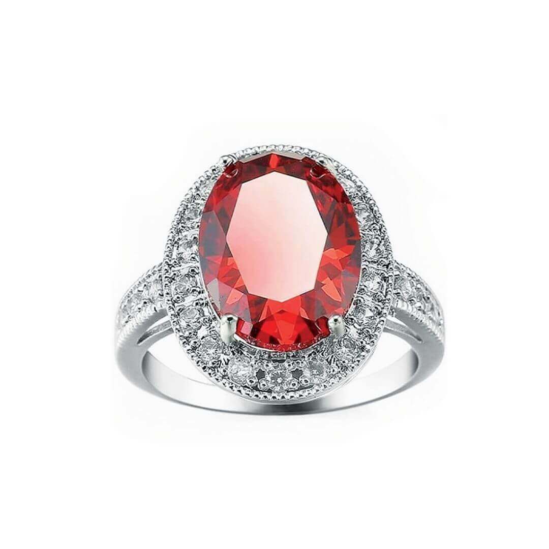 Big Red Stone Silver Ring