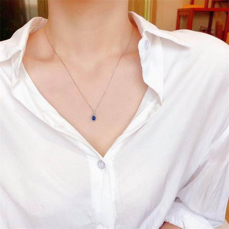 Bling Oval 925 Silver Plated Crystal Necklace