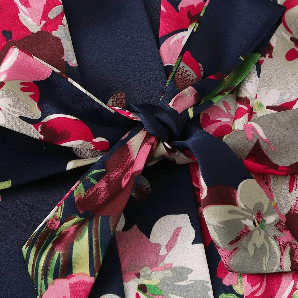 Silk Floral Gown 3 Piece Set - Blue