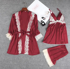 bridal silk gown - Burgundy bridal nighty