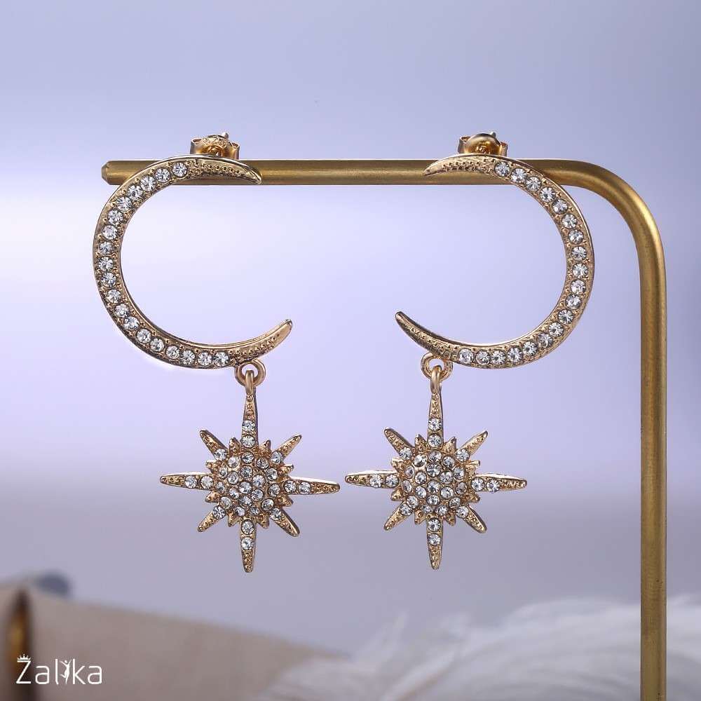 Crystal Moon Star Earrings