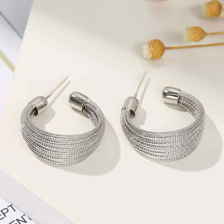 Fashion Brushed Circle Metal Earrings