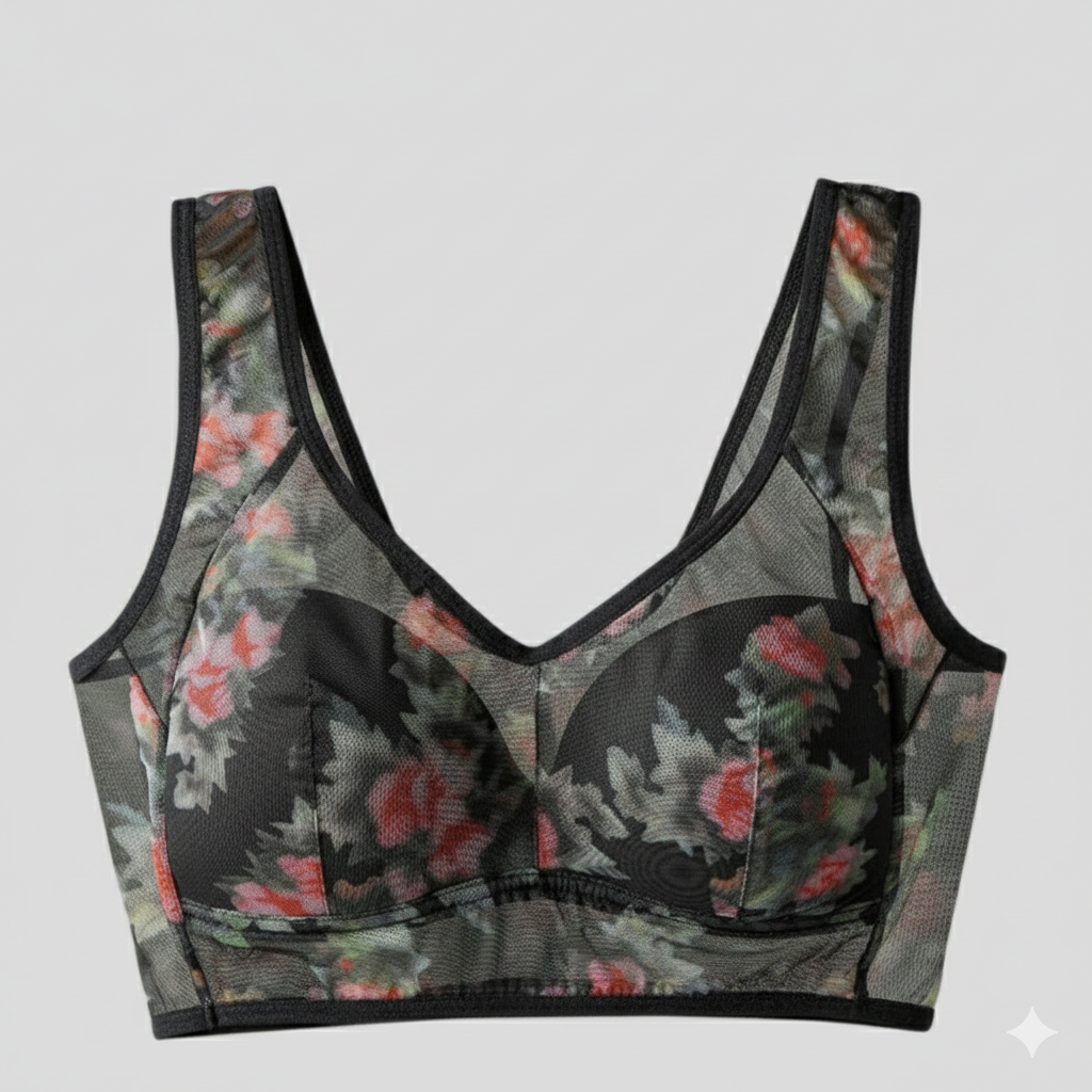 Floral Ice Silk Lace Comfort Bra