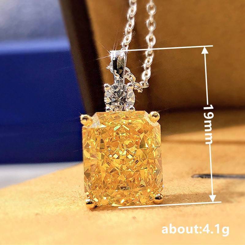 Geometric Yellow Crystal Charms Necklace