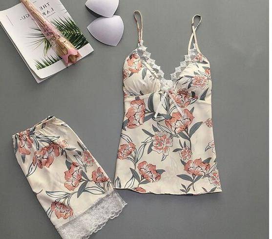 Silk Floral 2 Piece Net Wear - Gold