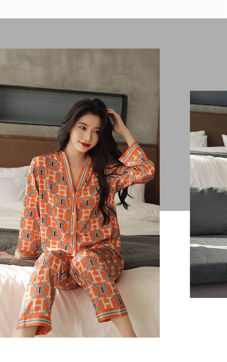 Luxury Silk Night Wear Hally orange