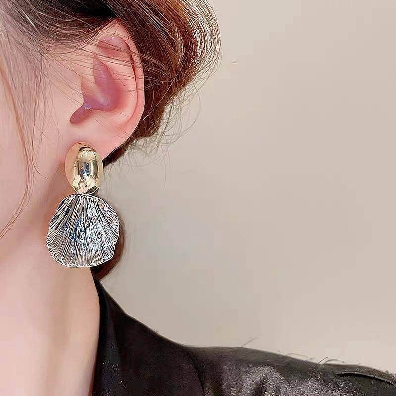 Textured Metal Shell Earrings