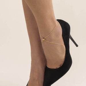 Round Bead Chain Cross Anklet for Girls