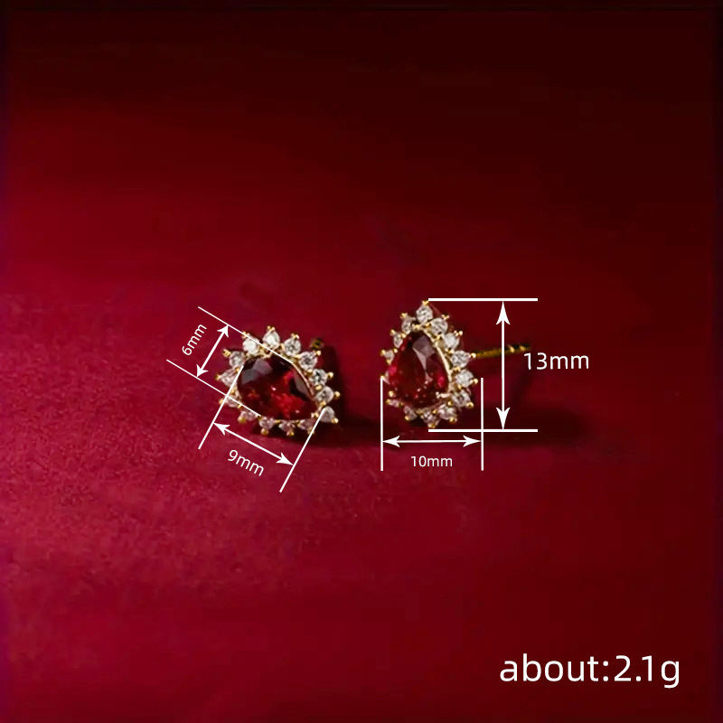 Ruby Dainty Pear Drop Studs