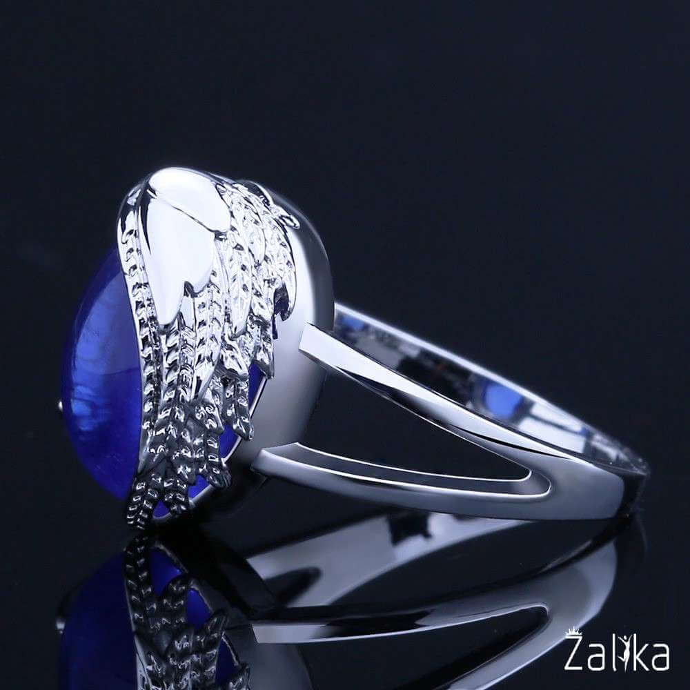 Oval Cut Blue Zircon Silver Ring