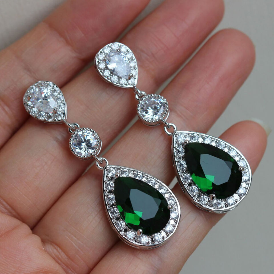 Emerald Tear Drop Earring