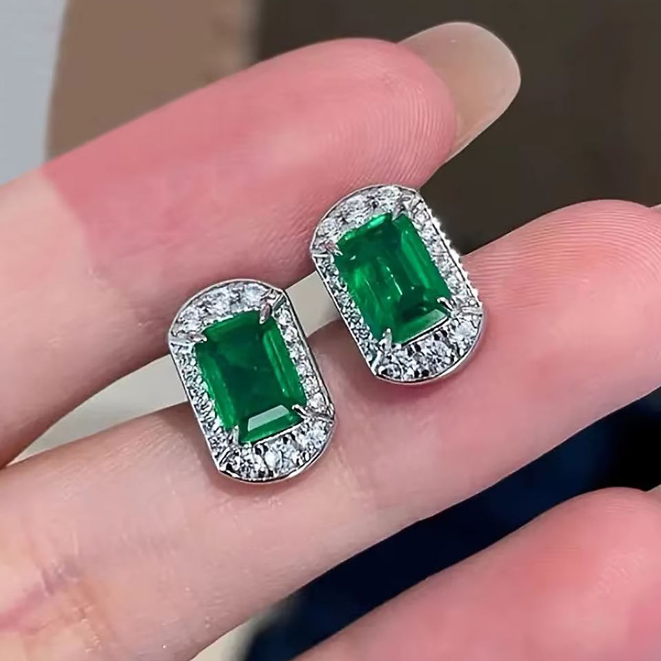 Zambian Emerald Cut Earring