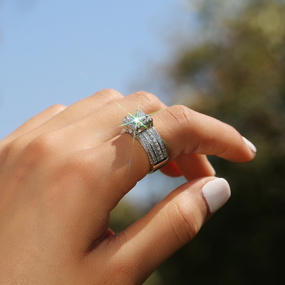 Three Pieces 925 Silver Ring Set