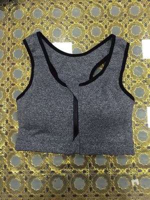 Fitness wear Zipper Yoga Bra - Gray