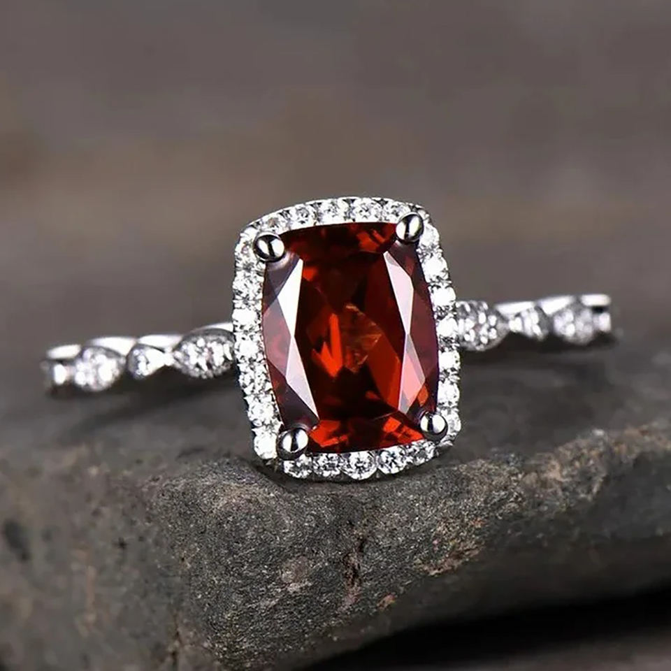 Garnet Diamond Ring Set