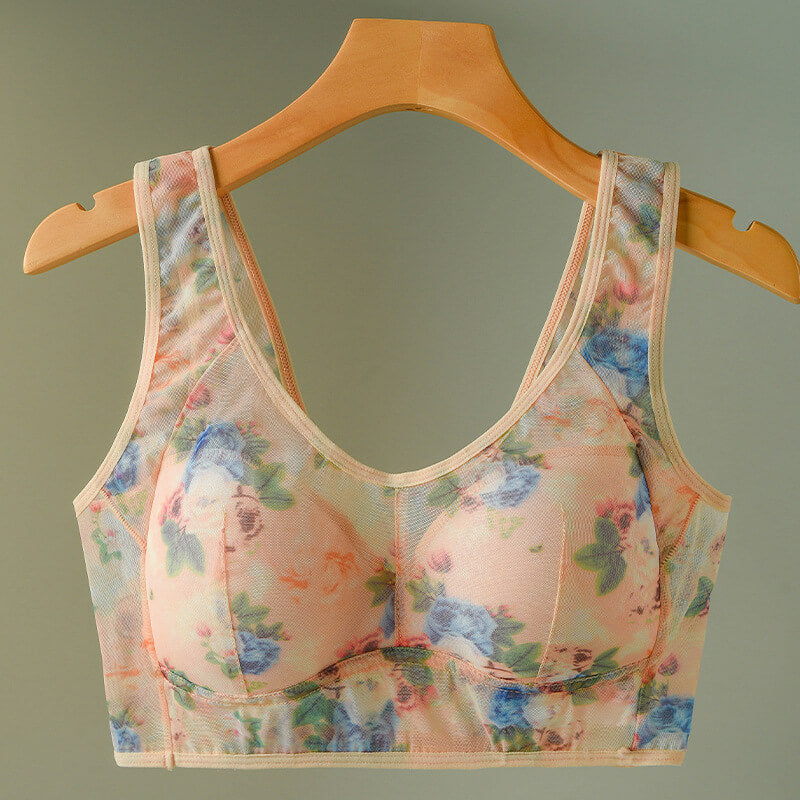 Floral Ice Silk Lace Comfort Bra