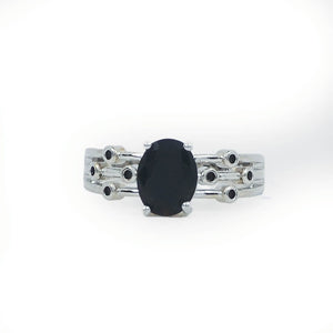 Inlaid Oval Solitaire Fashionable Ring