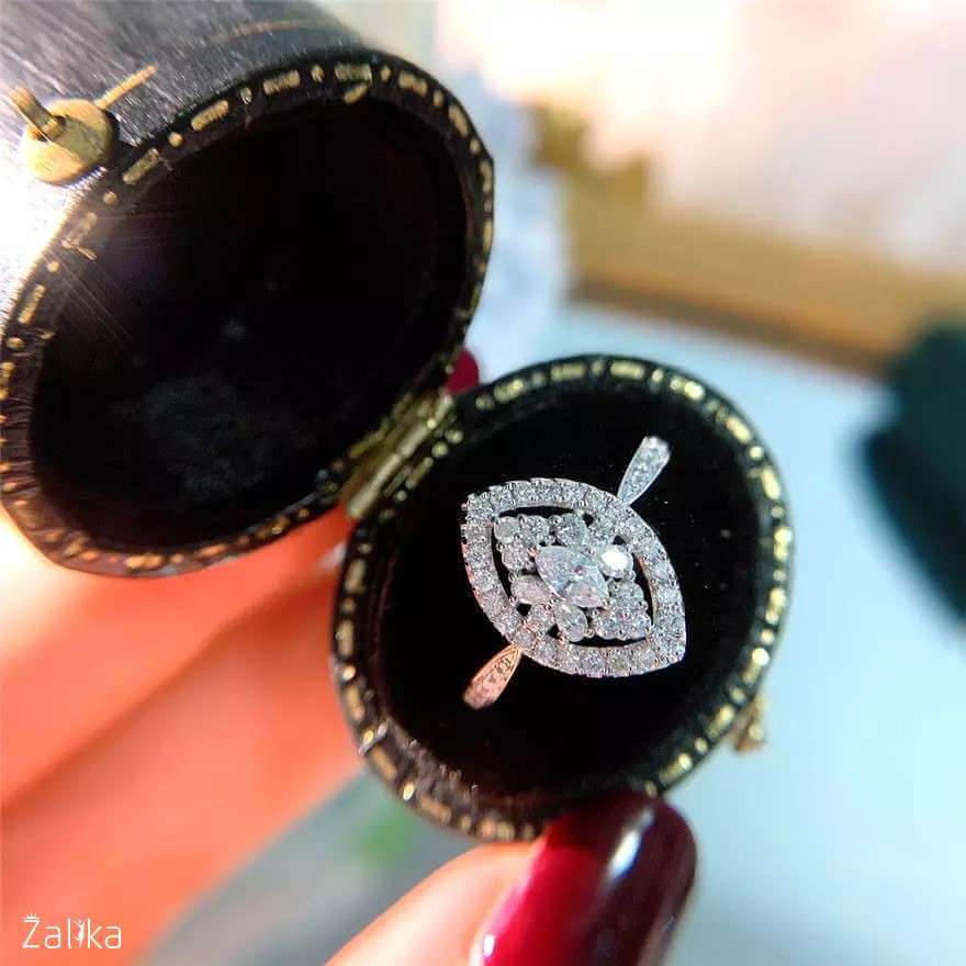 Marquise Cut Wedding Engagement Silver Ring