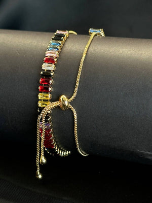 18K Gold Plated Multicolor Gem Bracelet