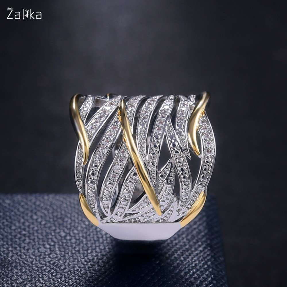 Luxurious Multilayer Inlaid Zircon Ring