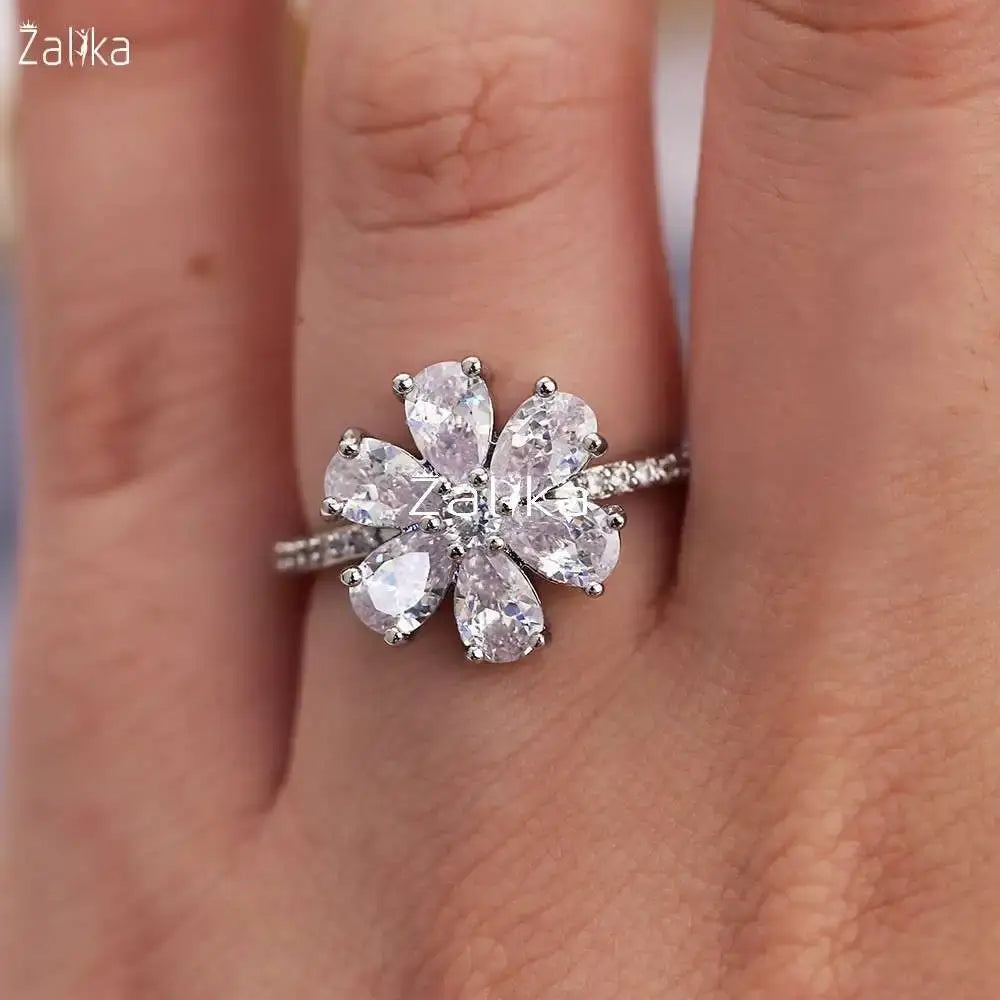 Moissanite Flower Ring
