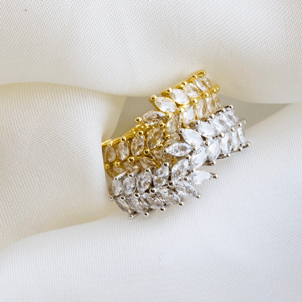 Crystal Cubic Zirconia Leaf Shape Ring