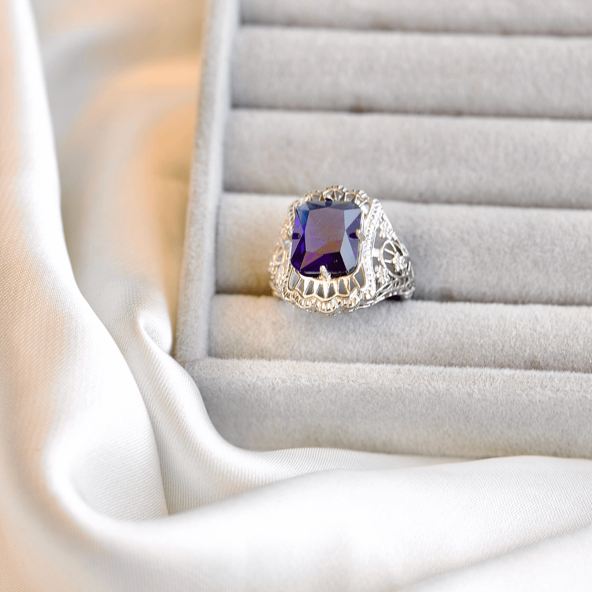 Retro Style Blue Ethnic Ring