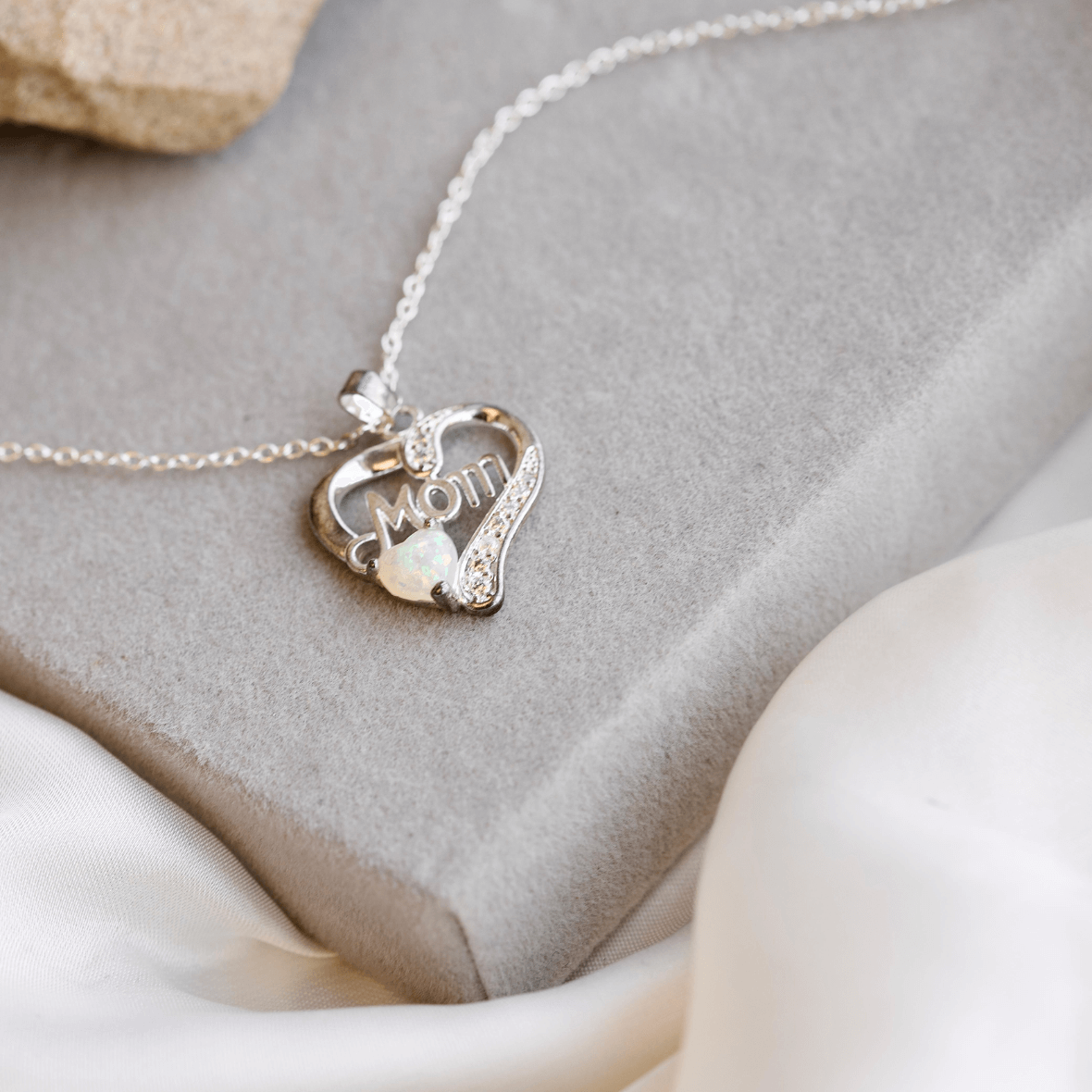 Mother Love Heart Opal Necklace