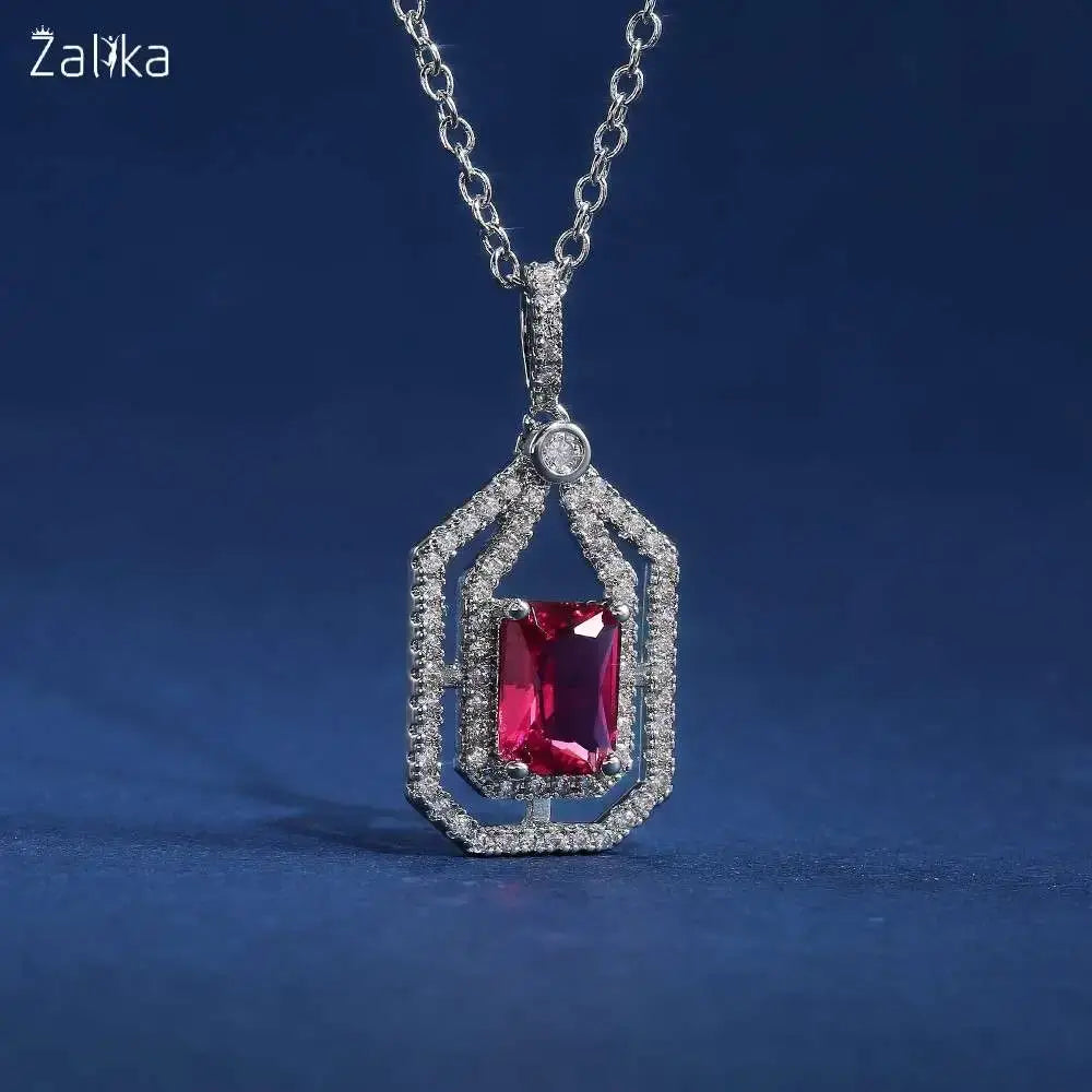 Red Princess Cut Necklace
