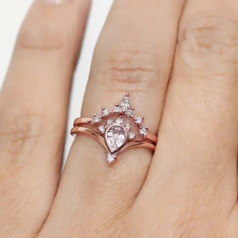 Rose Gold Zirconia Ring Set