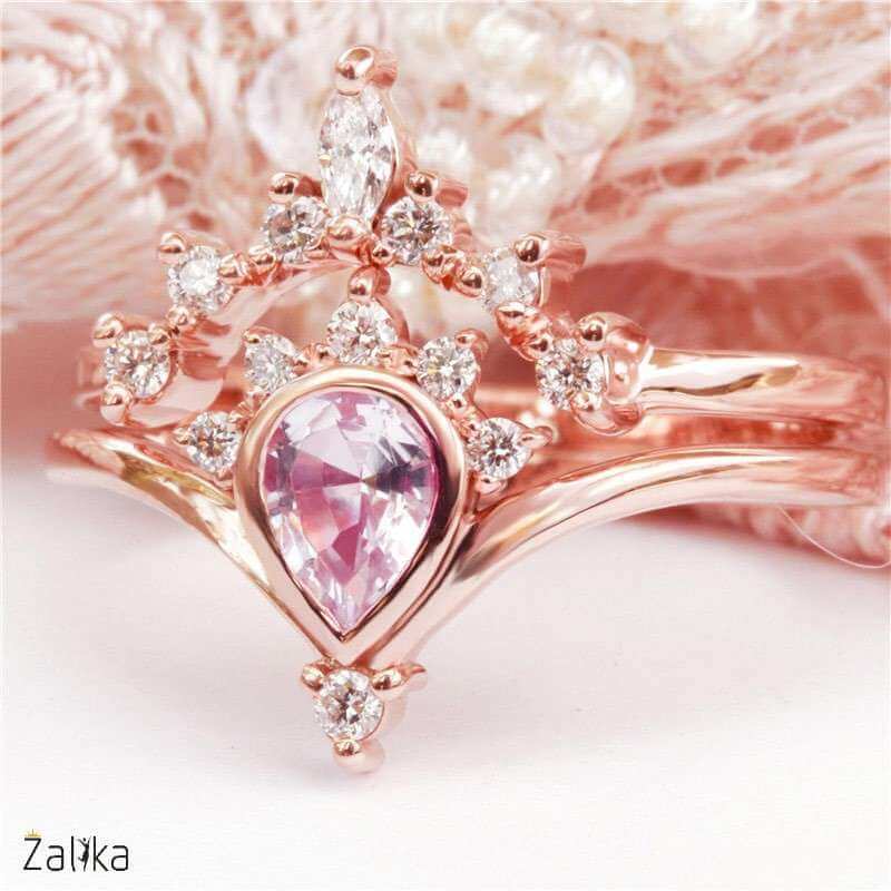 Rose Gold Zirconia Ring Set