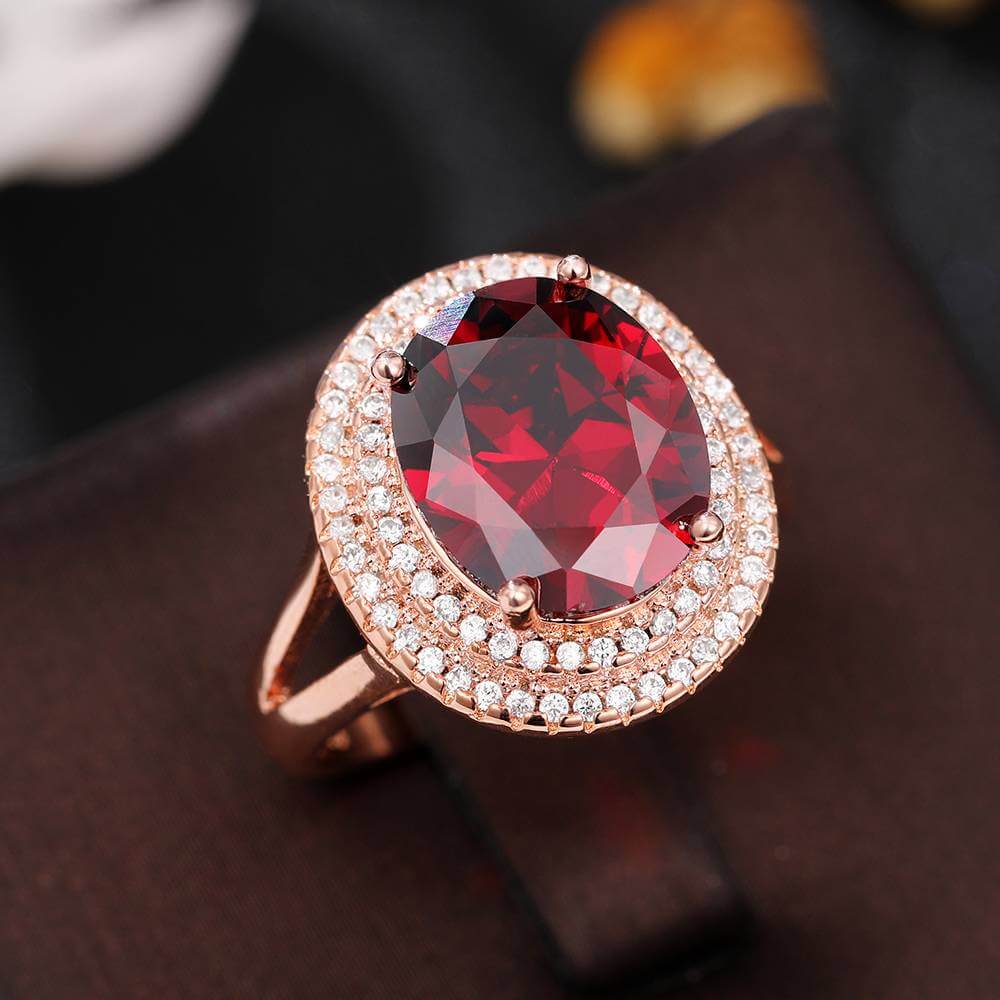 Rose Gold Plated Oval Cubic Zirconia Engagement Ring
