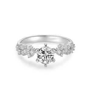 Round Cut Moissanite 925 silver plated Ring