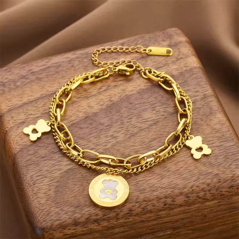 Titanium steel non-fading bracelet.Hip-hop bear