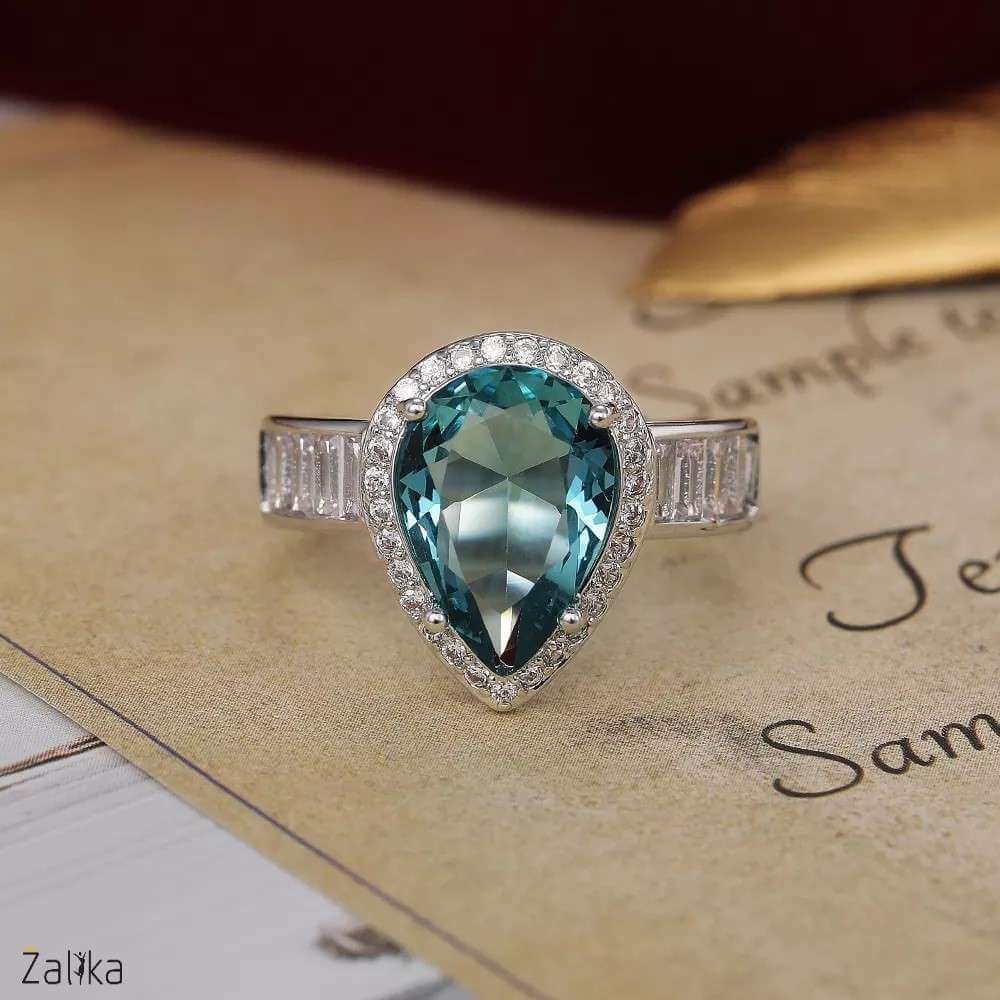 Sea Blue Water Drop Beautiful Ring