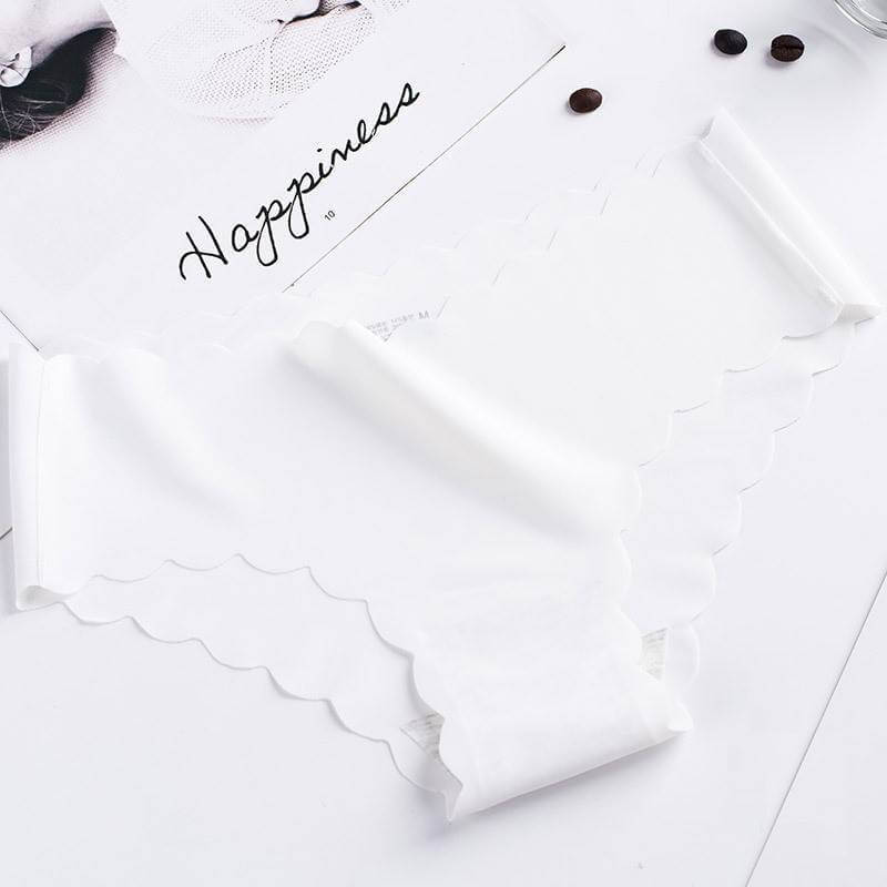 Seamless Scallop Trim Panty Pack of 2 (White, Grey)